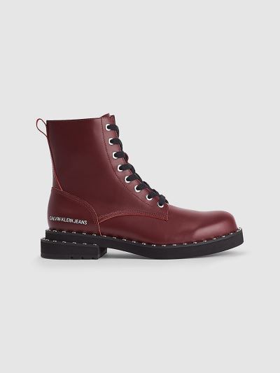 Calvin Klein Cipők HU664223 | Calvin Klein Bőr Női Bokacsizma Piros